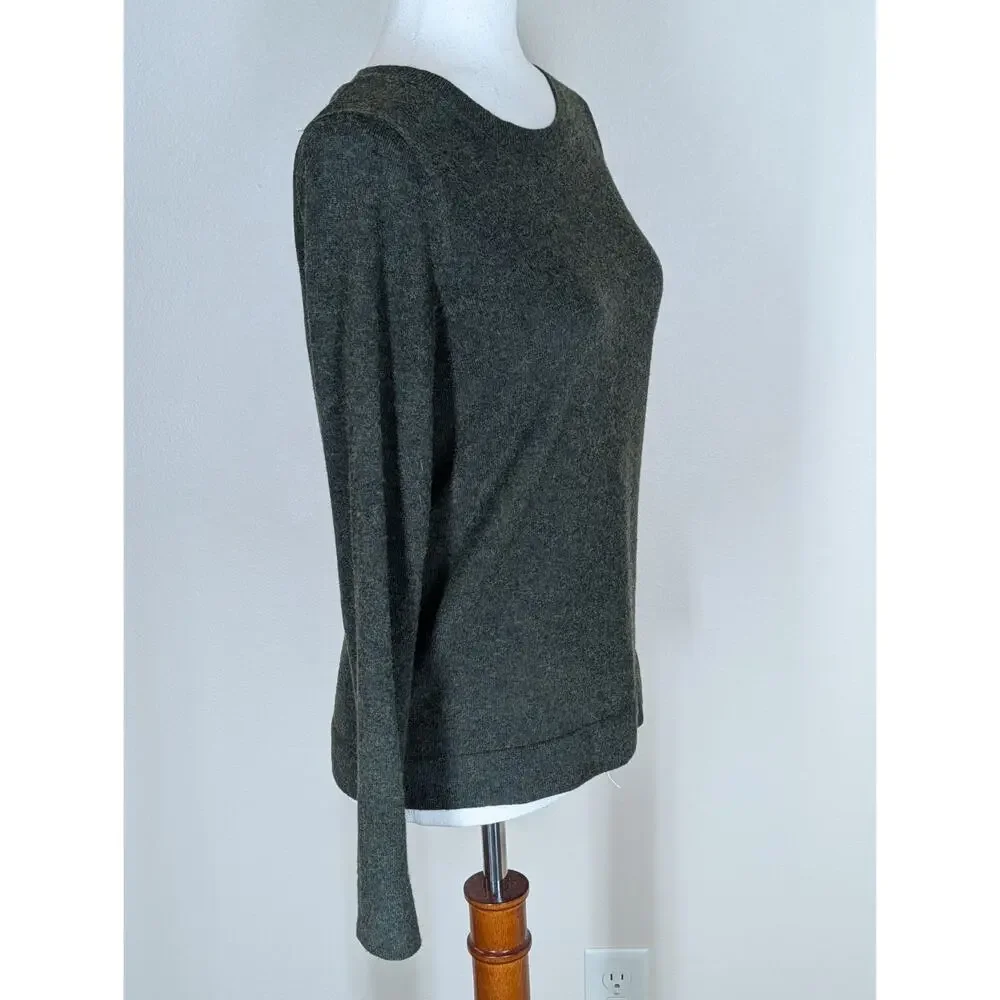 J.CREW Sweater Women XS Olive Green Heather Teddie Pullover Cotton Merino Wool